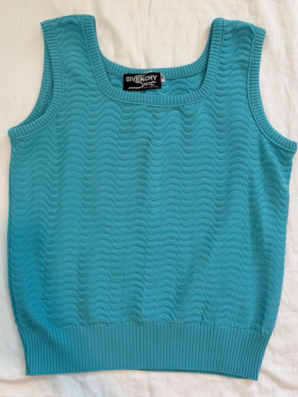 Vintage Givenchy Sport Women’s Turquoise Knit Tank Top
